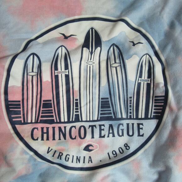 Gildan Hoodie Women Small Tie Dye Sweatshirt Chincoteague VA Grunge Poverty Chic - Picture 2 of 13